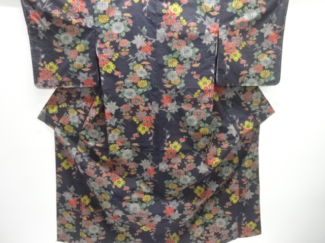 JAPANESE KIMONO / TSUMUGI / WOVEN UME & KIKU